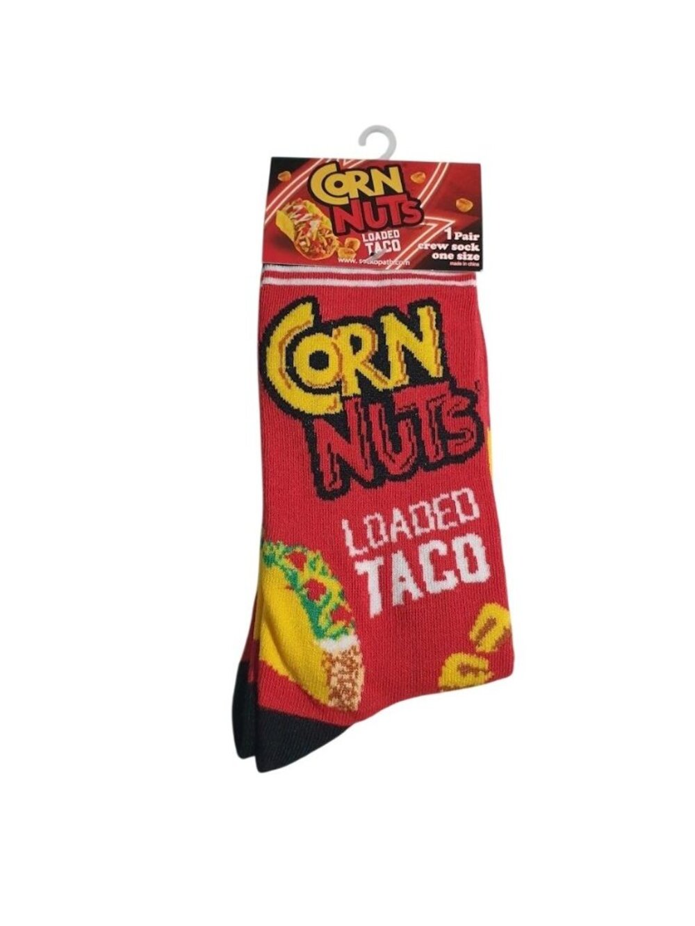 Corn Nuts Loaded Taco Socks Crew Style One Size Polyester Red Yellow Novelty